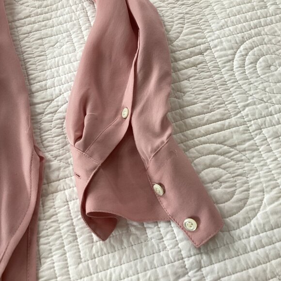 J. Crew Womens Pink 100% Silk Long Sleeve Button-Up Blouse Size 00 - Picture 10 of 10